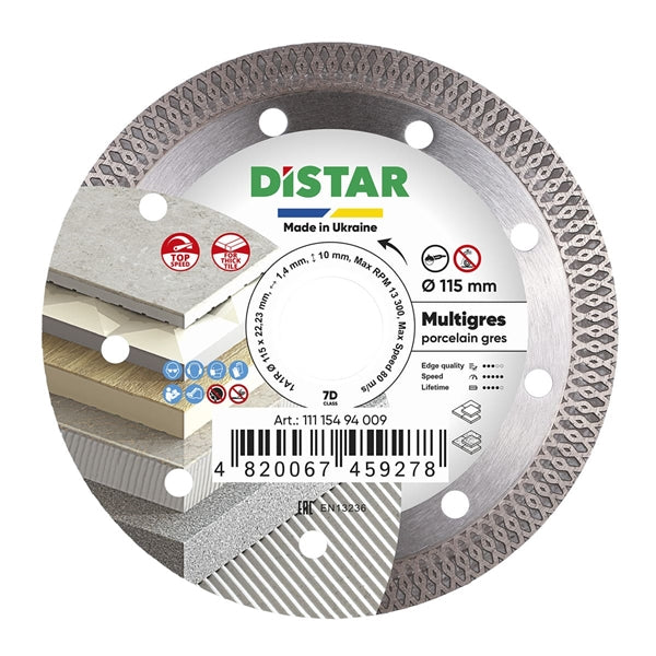 Diamond cutting wheel with Distar branding on a white background