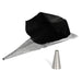 BIHUI Grout Bag with Steel Tip opened to show the black coated interior, with the stainless steel cone tip beside it