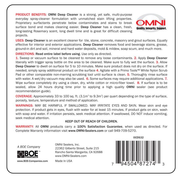 Omni Deep Cleaner (Quart Spray Bottle) - Tile ProSource