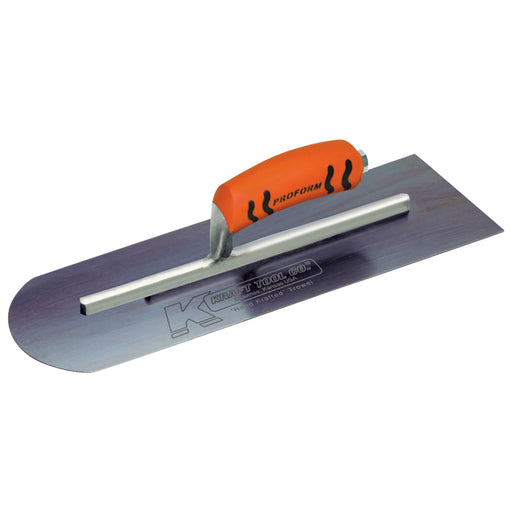 Kraft Tool Round Front/Square Back Blue Steel Cement Trowel with ProForm® Handle - Tile ProSource