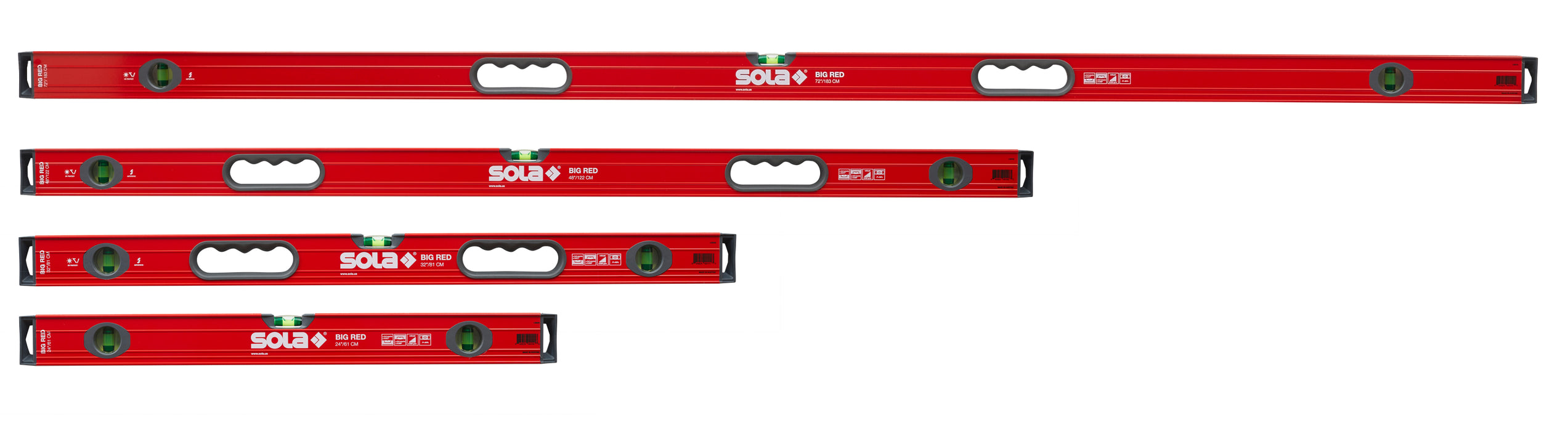 SOLA, HIGH PRECISION LEVEL, 3 FOCUS-60 SENSITIVE VIALS, 180CM/71